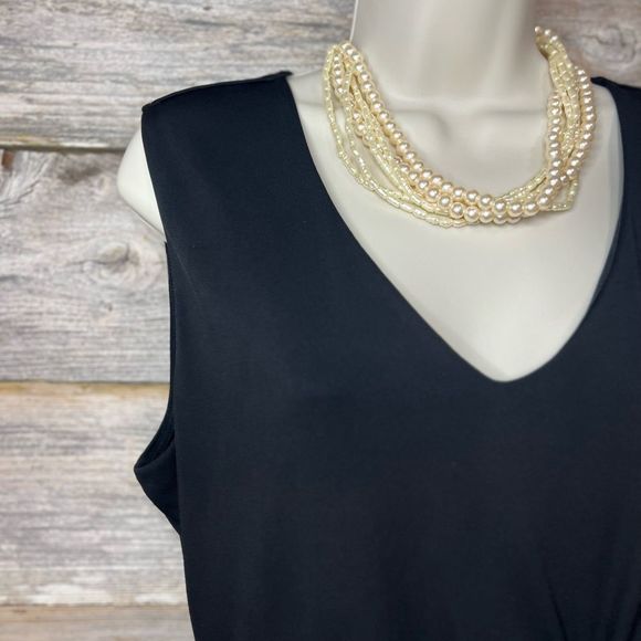 Ann Taylor Twist Front V Neck Classic Tank Top Blouse Small Black 💗 - Picture 3 of 6